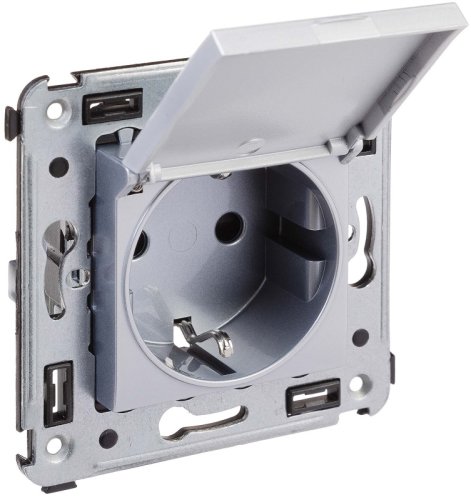 Розетка с заземлением без рамки DKC Avanti 1-м. крышка шторки закаленная сталь фото Розетка с заземлением без рамки DKC Avanti 1-м. крышка шторки закаленная сталь картинка